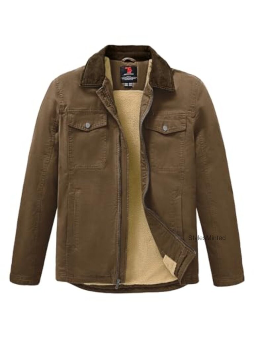 Rdruko Men's Barn Jacket Canvas Work Trucker Detroit Sherpa Lined Winter Coat
